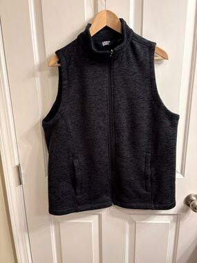 Lands' End Sweater Fleece Vest  Black Gray Heather Women’s XL